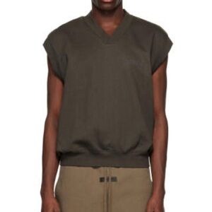 FEAR OF GOD Essentials V-neck Vest Gray/Olive
